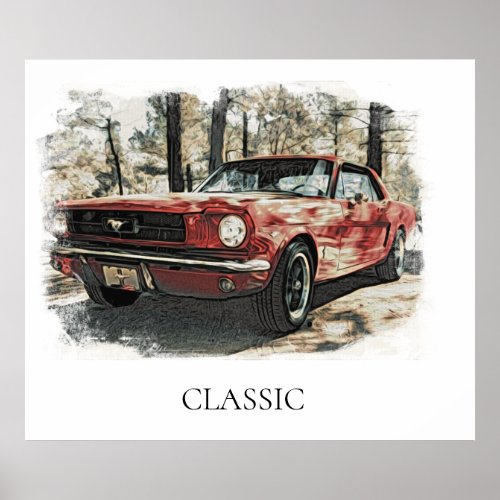 *~* Antique Vintage Classic  Red Old Muscle CAr Poster