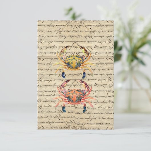 Antique Vintage crab illustration (Standing Front)