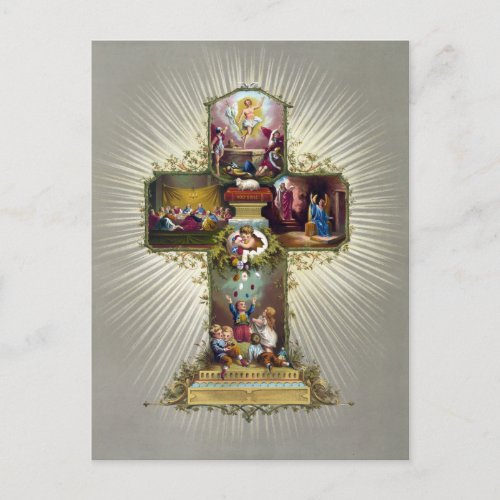 Antique Vintage Easter Religious Cross Holiday Postcard