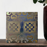 Antique Vintage Elegant Copper And Blue Mosaic Ceramic Tile<br><div class="desc">Elegant decorative tile design featuring a seamless pattern made of ornaments in copper shades on a blue distressed background.</div>