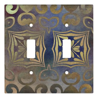 Antique Vintage Elegant Copper And Blue Mosaic  Light Switch Cover
