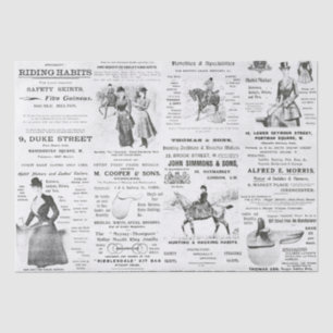Antique Vintage Ephemera Lady Equestrian Ads Tissue Paper