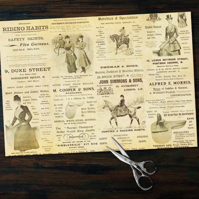 Antique Vintage Ephemera Lady Equestrian Ads  Tissue Paper (Creator Uploaded)