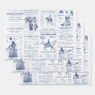 Antique Vintage Ephemera Lady Equestrian Ads  Wrapping Paper Sheets