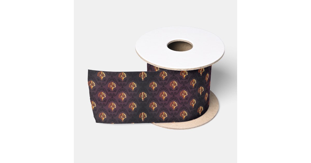 Cdf Ribbon antique,vintage,fleur de lis,damask,rustic gold, satin ribbon | Zazzle