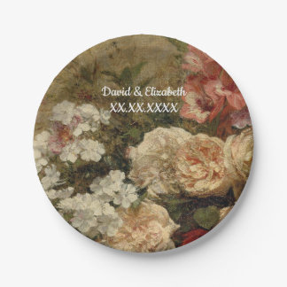 Antique Vintage Floral Flower Art Custom Painting Paper Plates