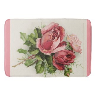Antique Vintage Floral Roses Bath Mat