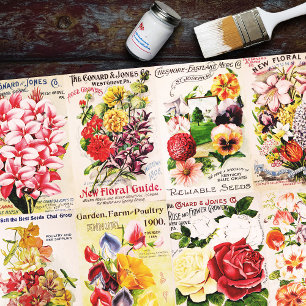 Antique Vintage Flower Seed Catalogue Tissue Paper