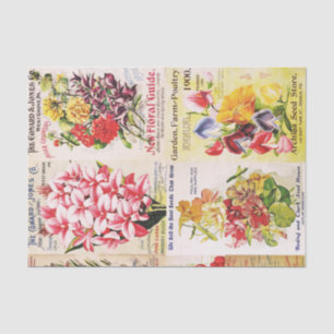 Antique Vintage Flower Seed Catalogue Tissue Paper
