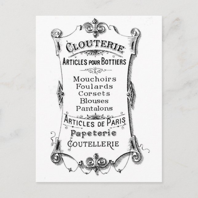 Antique Vintage French Ad Postcard (Front)