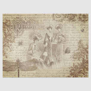 Antique Vintage French Fashion Ephemera Tissue Paper