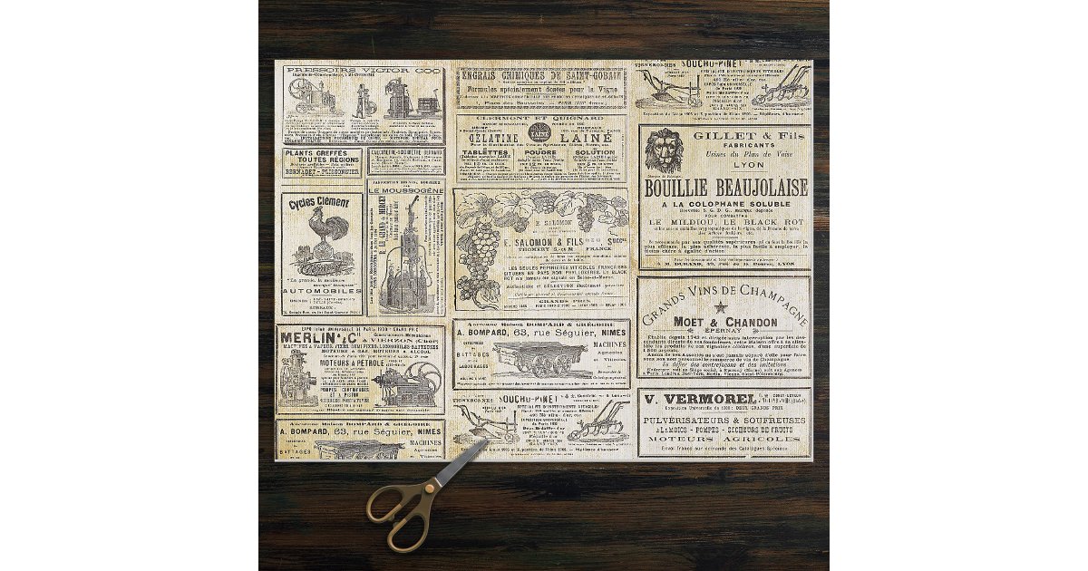 Antique Vintage French Horticulture Ads Ephemera Tissue Paper | Zazzle