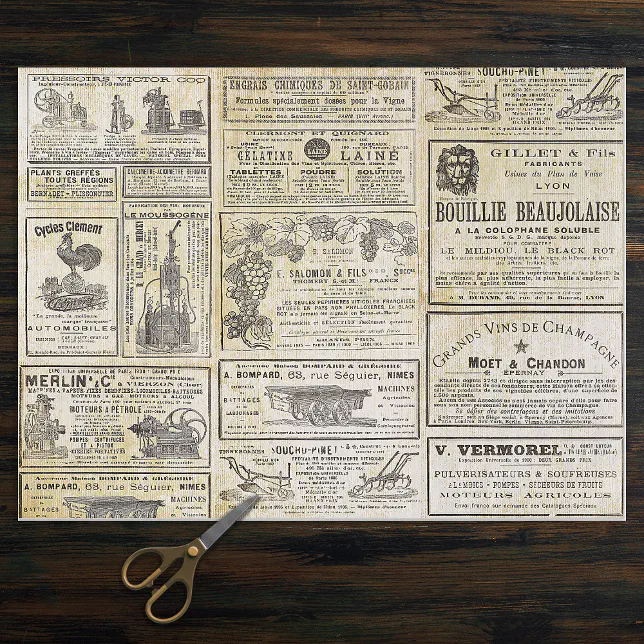 Antique Vintage French Horticulture Ads Ephemera Tissue Paper | Zazzle