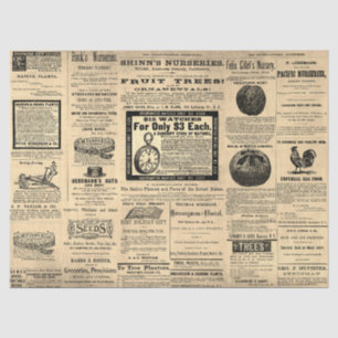 Antique Vintage Horticulture Ads Ephemera Sepia Tissue Paper