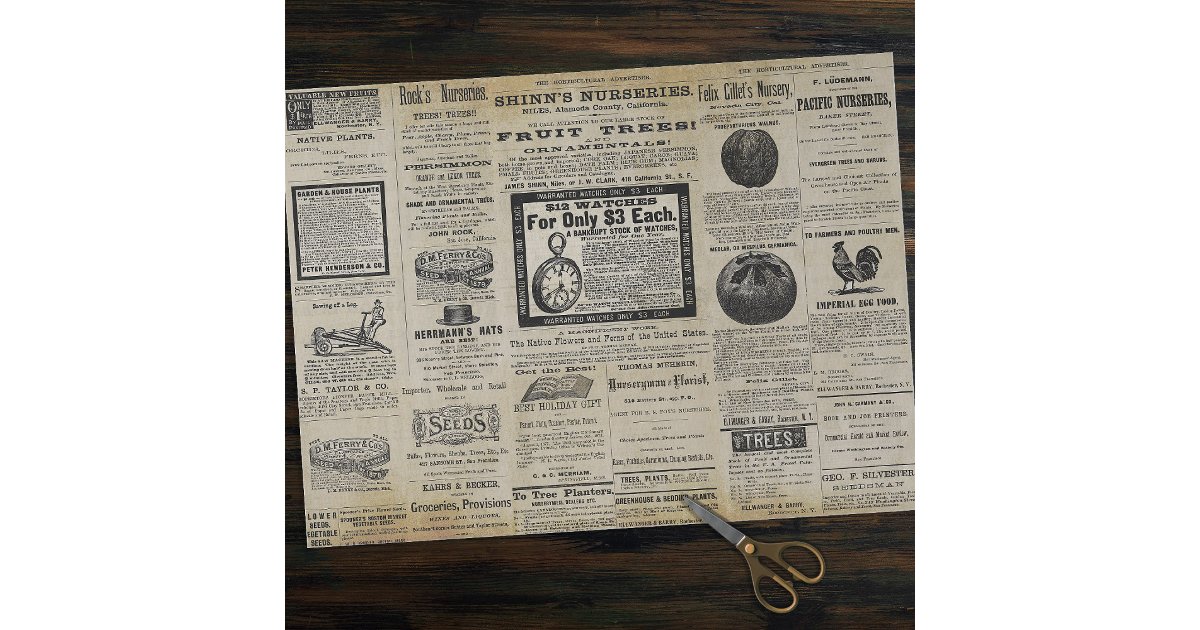 Antique Vintage Horticulture Ads Ephemera Tissue Paper | Zazzle