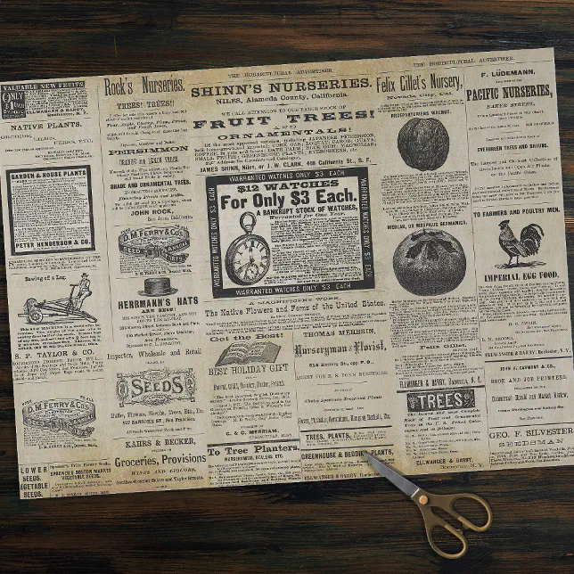 Antique Vintage Horticulture Ads Ephemera Tissue Paper | Zazzle
