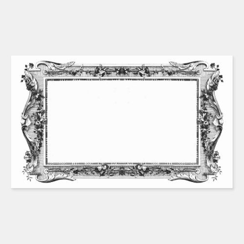 Antique Vintage Intricate Etching Frame Rectangular Sticker