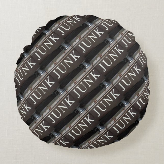 Antique vintage junk cars sign round pillow (Front)
