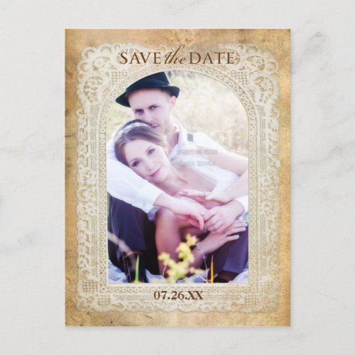 Antique Vintage Lace Frame  Save the Date Postcard