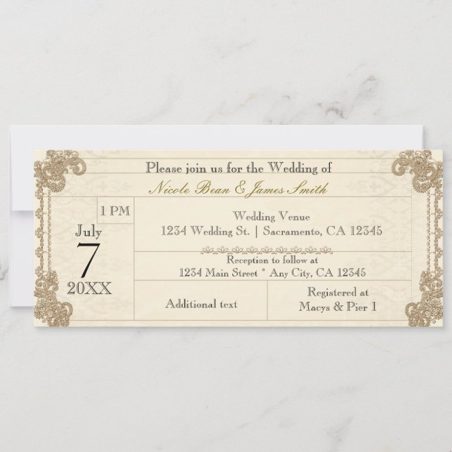 Antique Vintage Lacy Elegant Wedding Invitations (Front)