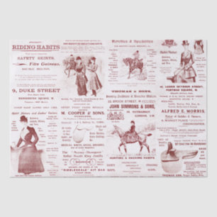 Antique Vintage Lady Horse Riding Ephemera Ads Tissue Paper
