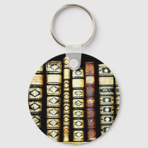 Antique Vintage Leather books Pattern Keychain