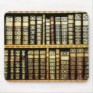 Antique Vintage Leather books Pattern Mouse Pad