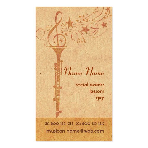 Antique Vintage Look Musical Music Clarinet Band Double-Sided Standard Business Cards (Pack Of 100)