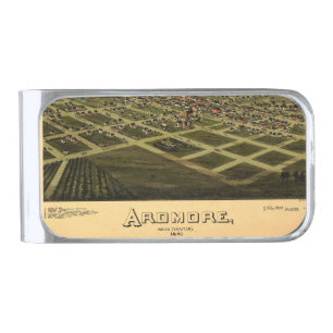 Antique Vintage Map Ardmore Oklahoma 1891 Silver Finish Money Clip