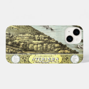 Antique Vintage Map Atchison River Kansas 1869 iPhone 14 Case