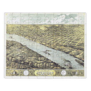 Antique Vintage Map Atchison River Kansas 1869 Jigsaw Puzzle