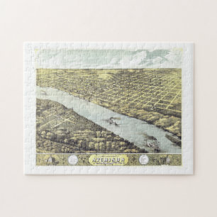 Antique Vintage Map Atchison River Kansas 1869 Jigsaw Puzzle