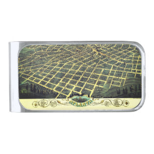 Antique Vintage Map Atlanta Georgia USA 1871 Silver Finish Money Clip