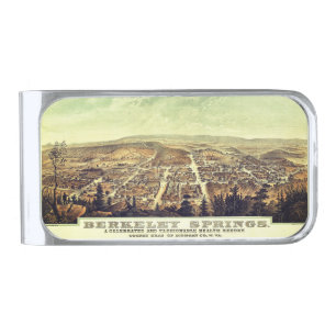 Antique Vintage Map Berkeley Springs W.Va. 1889 Silver Finish Money Clip