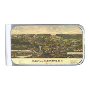 Antique Vintage Map of Alton & Alton Bay NH 1888 Silver Finish Money Clip