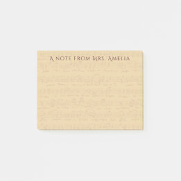 Antique Vintage Musical Score Sheet Music Teacher Post-it Notes