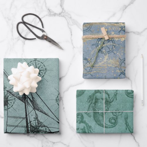 Antique Vintage Nautical Wrapping Paper Sheets