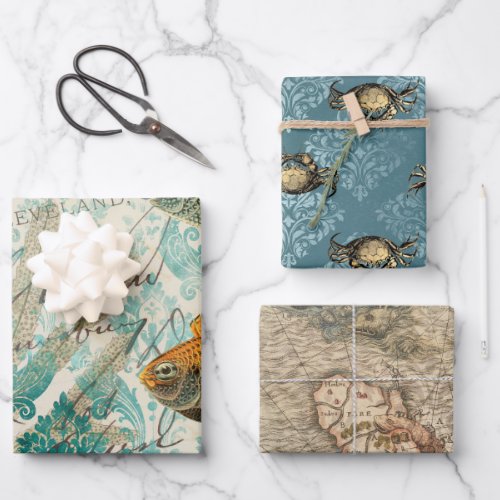 Antique Vintage Nautical Wrapping Paper Sheets