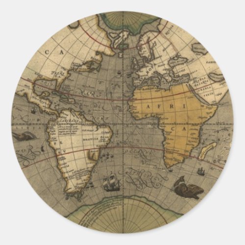 Antique Vintage Old World Map Stickers