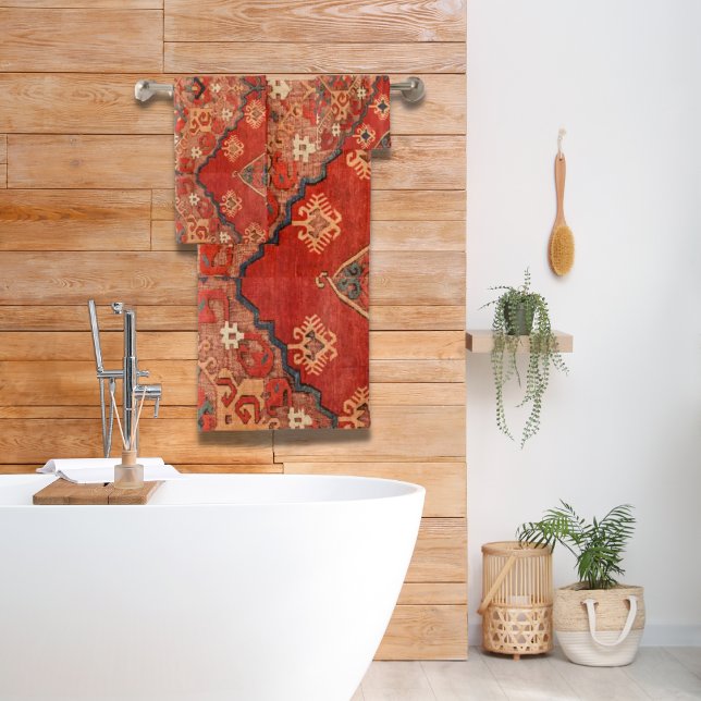 Antique Vintage  Oriental Dhurrie Kilim Rug Bath Towel Set (Creator Uploaded)