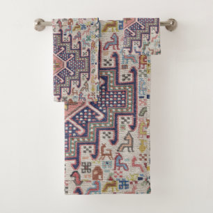 Antique Vintage Oriental Turkish Kilim Rug  Bath Towel Set