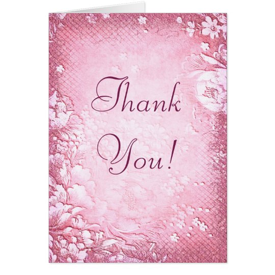 Antique Vintage Pink Floral Wedding Thank You Card