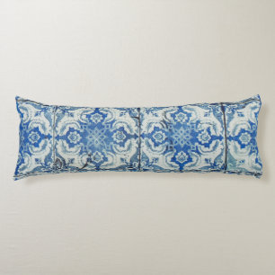 Antique Vintage Portuguese Tiles Pattern - Azulejo Body Pillow