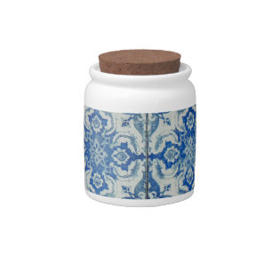 Antique Vintage Portuguese Tiles Pattern - Azulejo Candy Jar