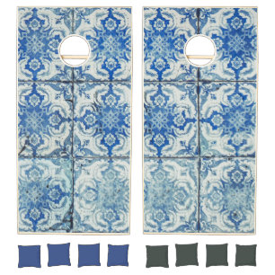 Antique Vintage Portuguese Tiles Pattern - Azulejo Cornhole Set