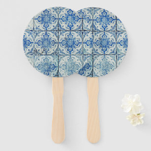 Antique Vintage Portuguese Tiles Pattern - Azulejo Hand Fan