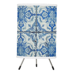 Antique Vintage Portuguese Tiles Pattern - Azulejo Tripod Lamp