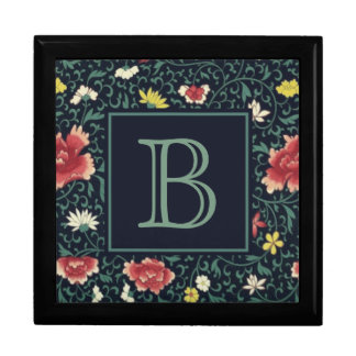 Antique Vintage Pretty Floral Monogram Gift Box