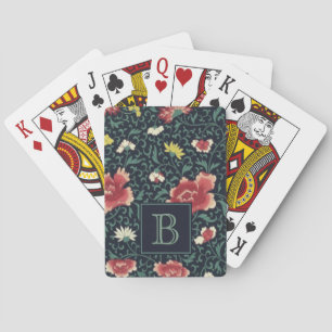 Antique Vintage Pretty Floral Monogram Poker Cards