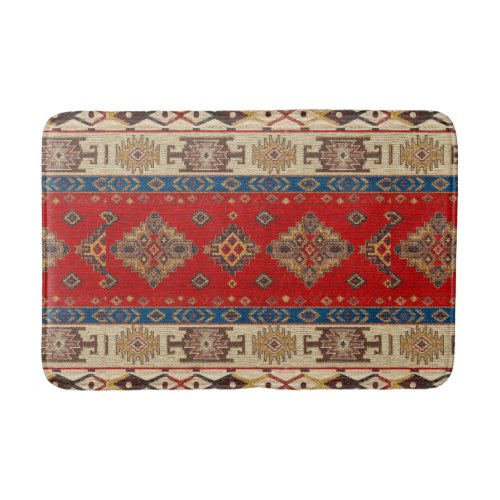 Antique Vintage Red Blue Kilim Turkish Bath Mat